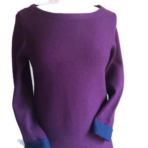 Nanette LePore Purple and Navy Boatneck Sweater
